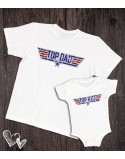 Koszulka i body/koszulka dla taty i dziecka TOP DAD biała