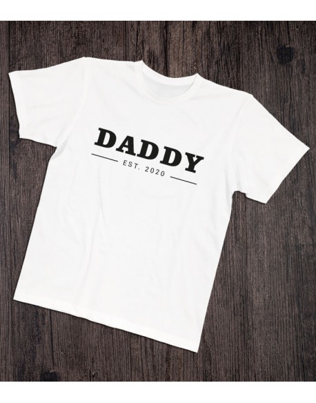 Koszulka dla taty Daddy EST.biała z personalizacją