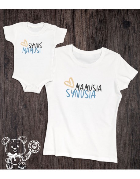 Koszulka i body/koszulka dla mamy i synka Mamusia synusia