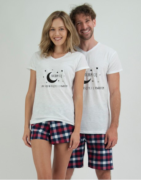 Piżamy dla pary Księżyc krata