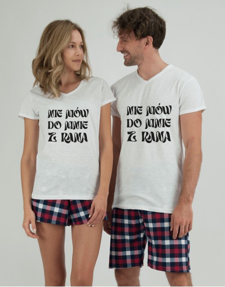 Piżamy dla pary NIE MÓW DO MNIE krata