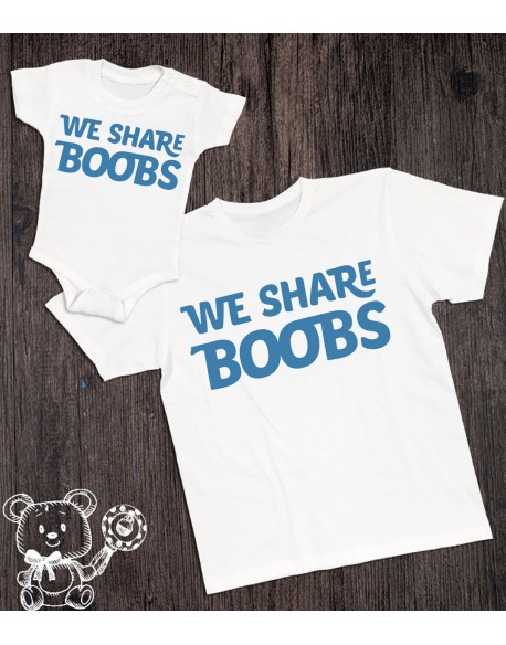 Koszulki dla taty i dziecka We share boobs