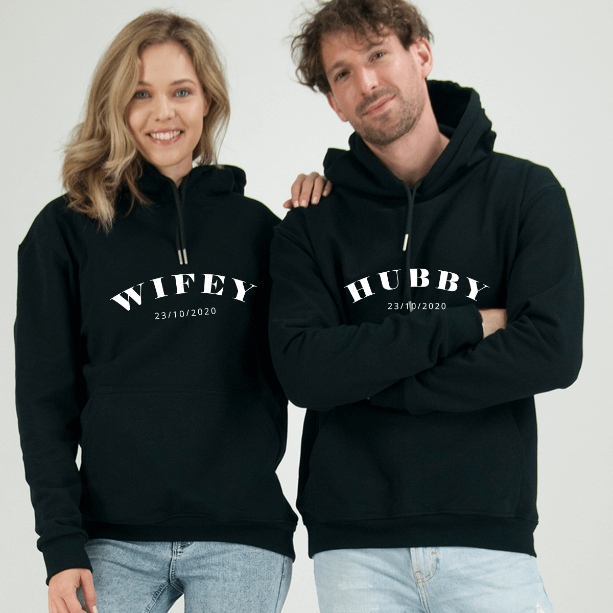 Bluzy dla par z kapturem Wifey Hubby