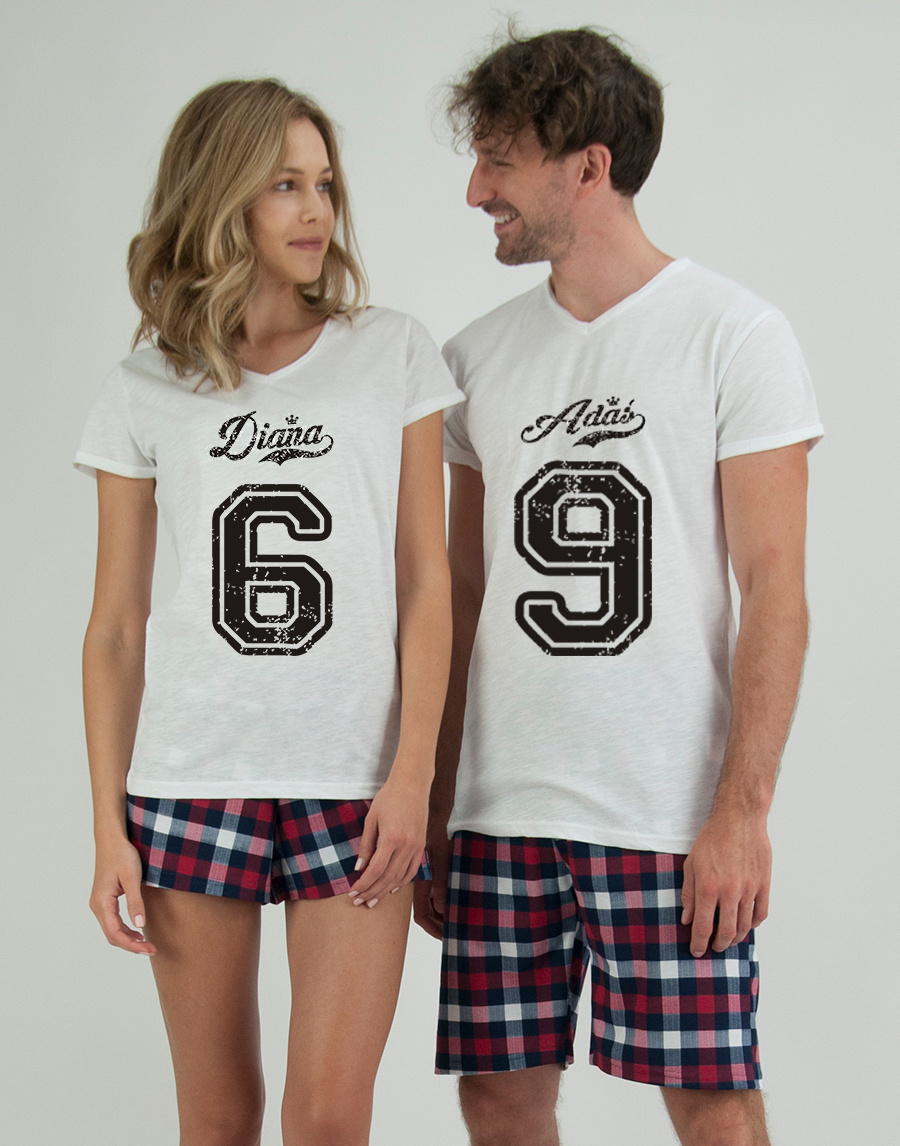 Piżamy dla pary 6 i 9 krata