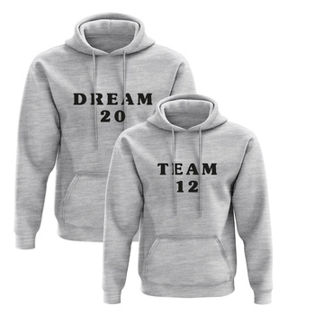 Bluzy dla pary z kapturem Dream team szary melanż