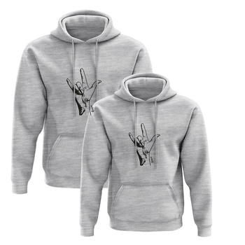 Bluzy dla pary z kapturem Love sign szary melanż