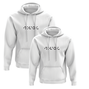 Bluzy dla pary z kapturem I love you Braille'm biała