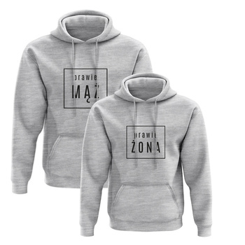 Bluzy dla pary z kapturem Prawie szary melanż