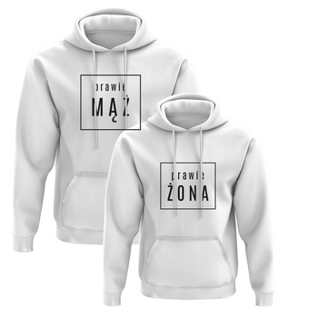 Bluzy dla pary z kapturem Prawie żona/ mąż biała