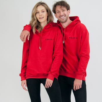 Bluzy dla par z kapturem Razem Lepiej czerwone